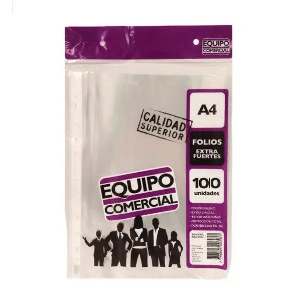 Folios Equipo Comercial A4 PackX100
